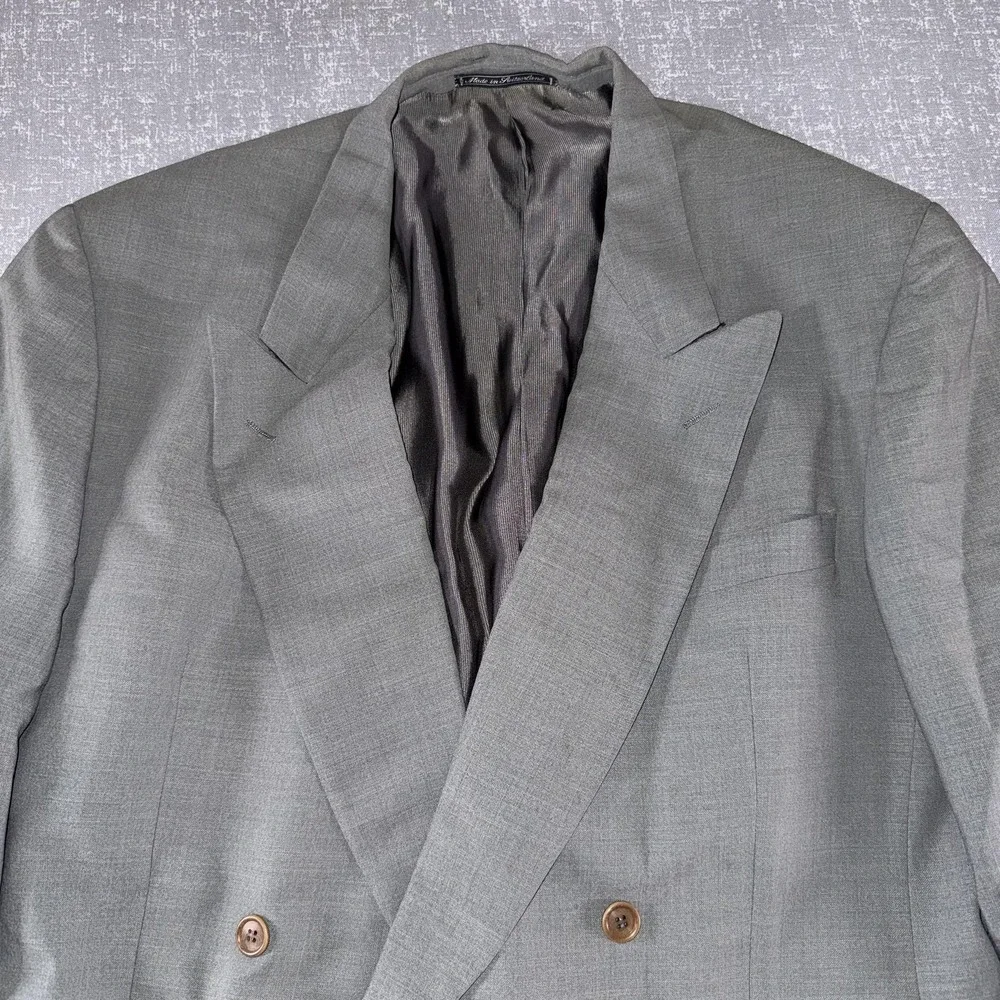 Ermenegildo Zegna Suit Jacket Mens 46 Gray Double Breasted Soft Made Switzerland
